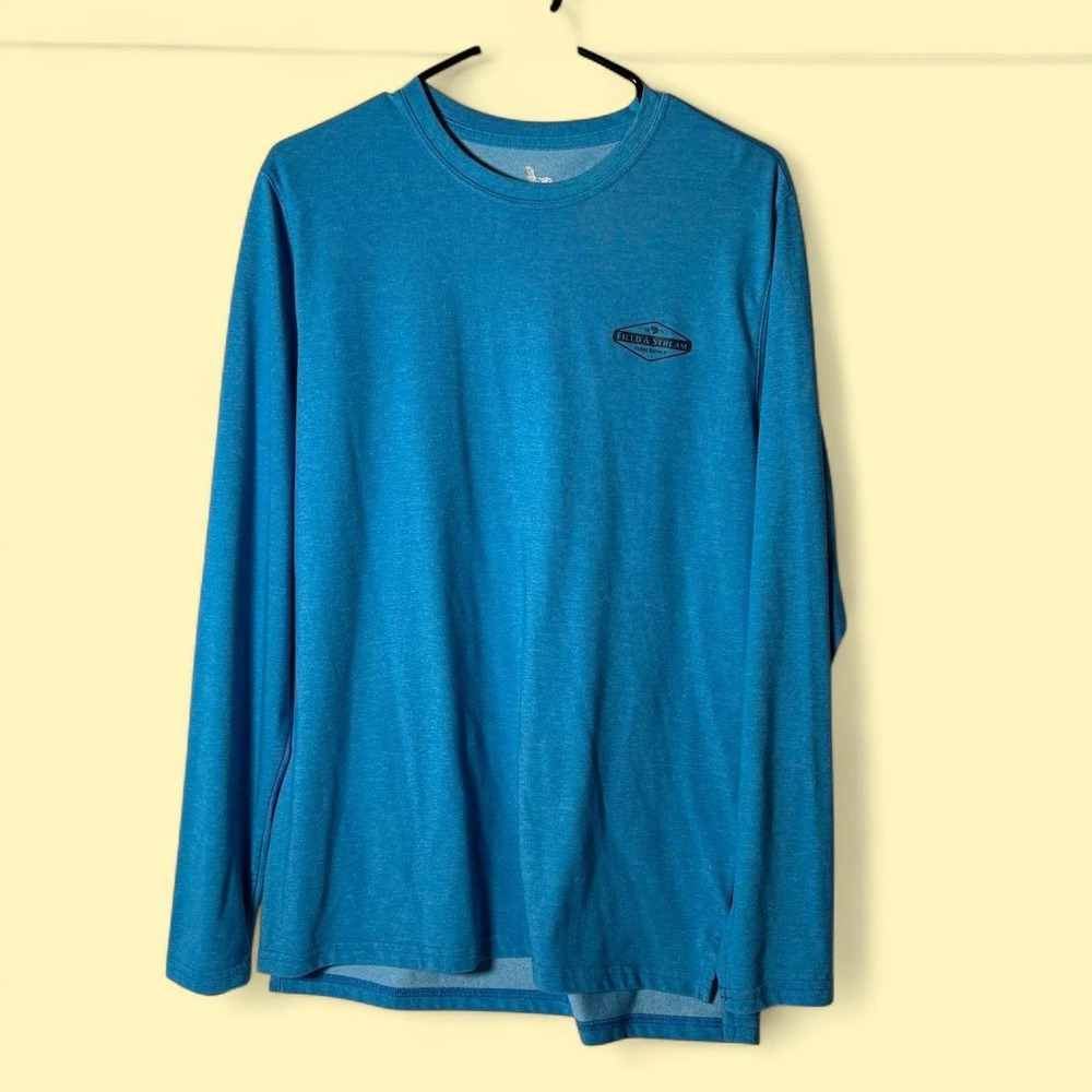 Field & Stream Long Sleeve Performance Tee Mens Medium Blue Excellent Heathered